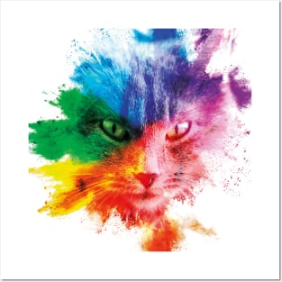 Colorful cat head Posters and Art